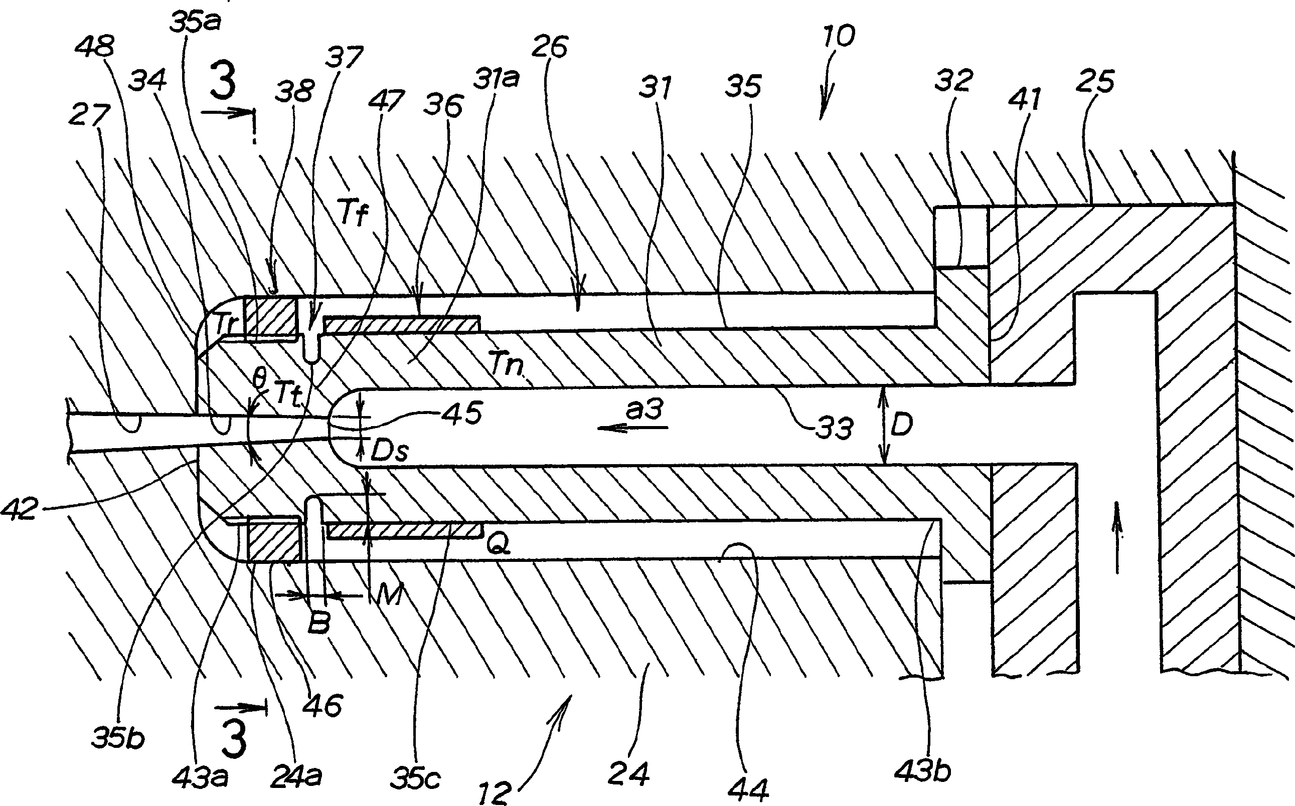 Nozzle for use in hot runner mold