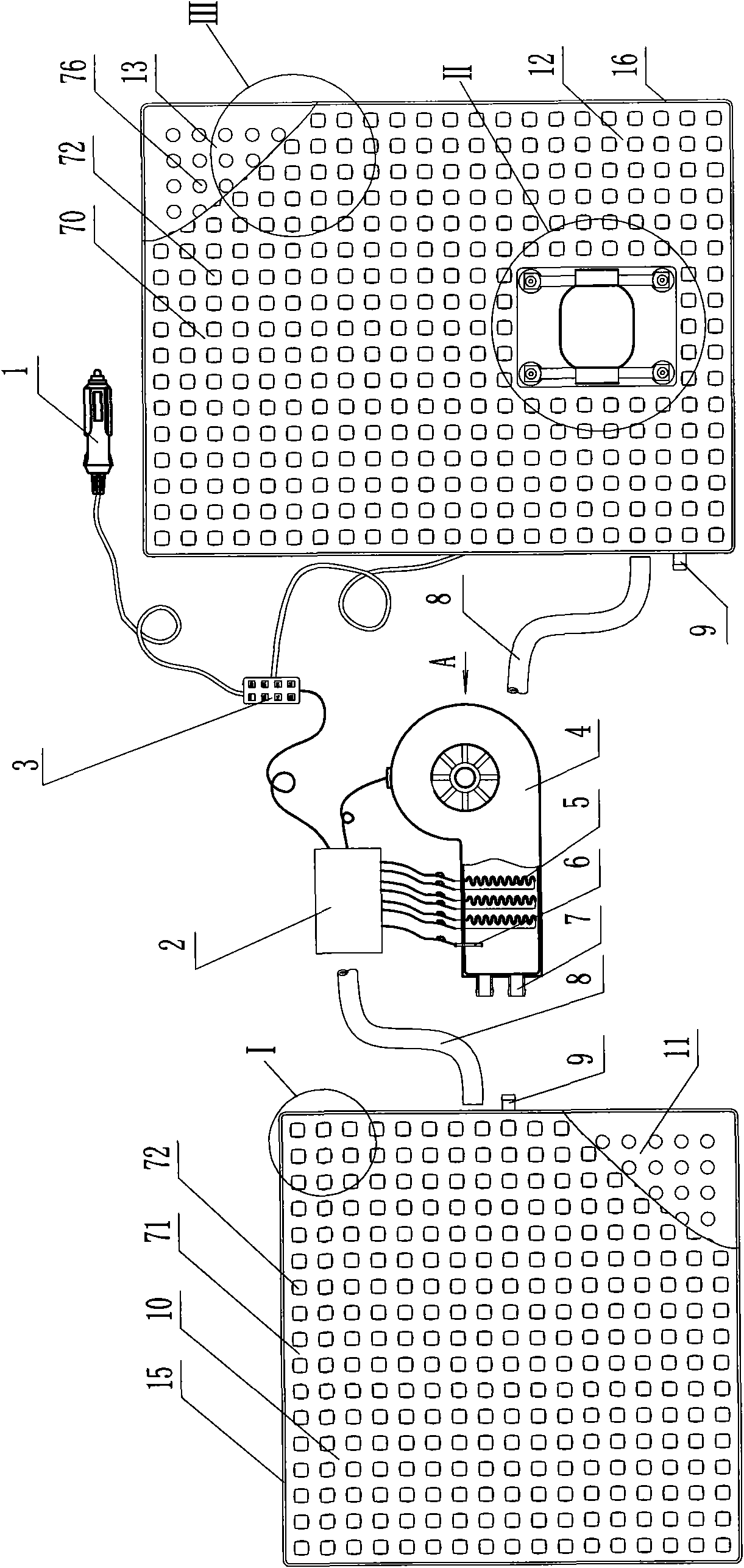 Back seat cushion and seat cushion of seat with functions of temperature control and ventilation