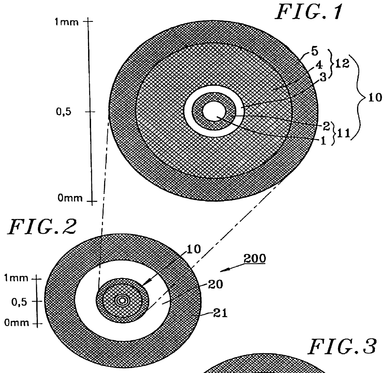 Structures of optical fiber cables self-reinforced against compression