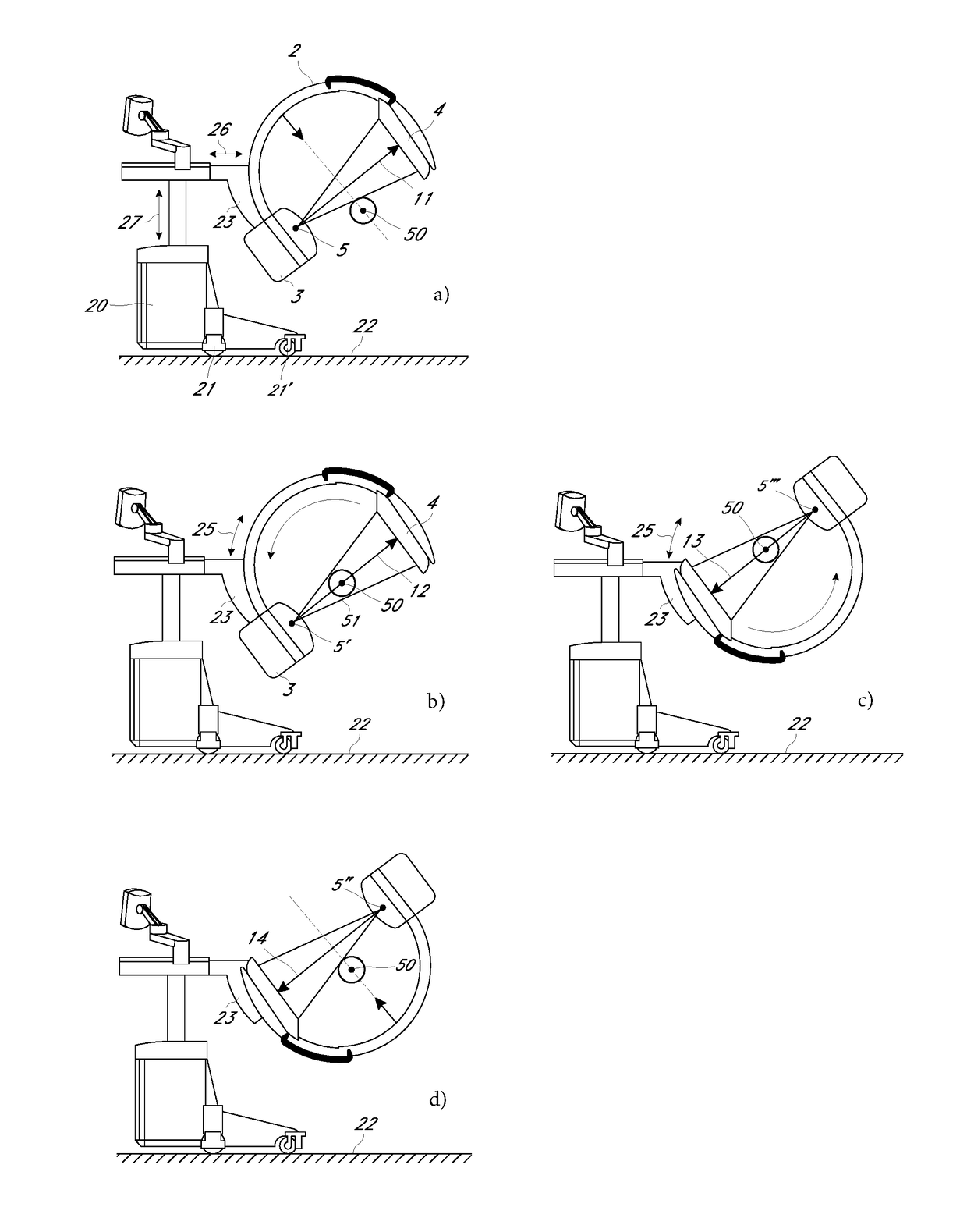 Method for recording a complete projection data set in the central layer for ct reconstruction using a c-arm x-ray apparatus with a limited rotation range