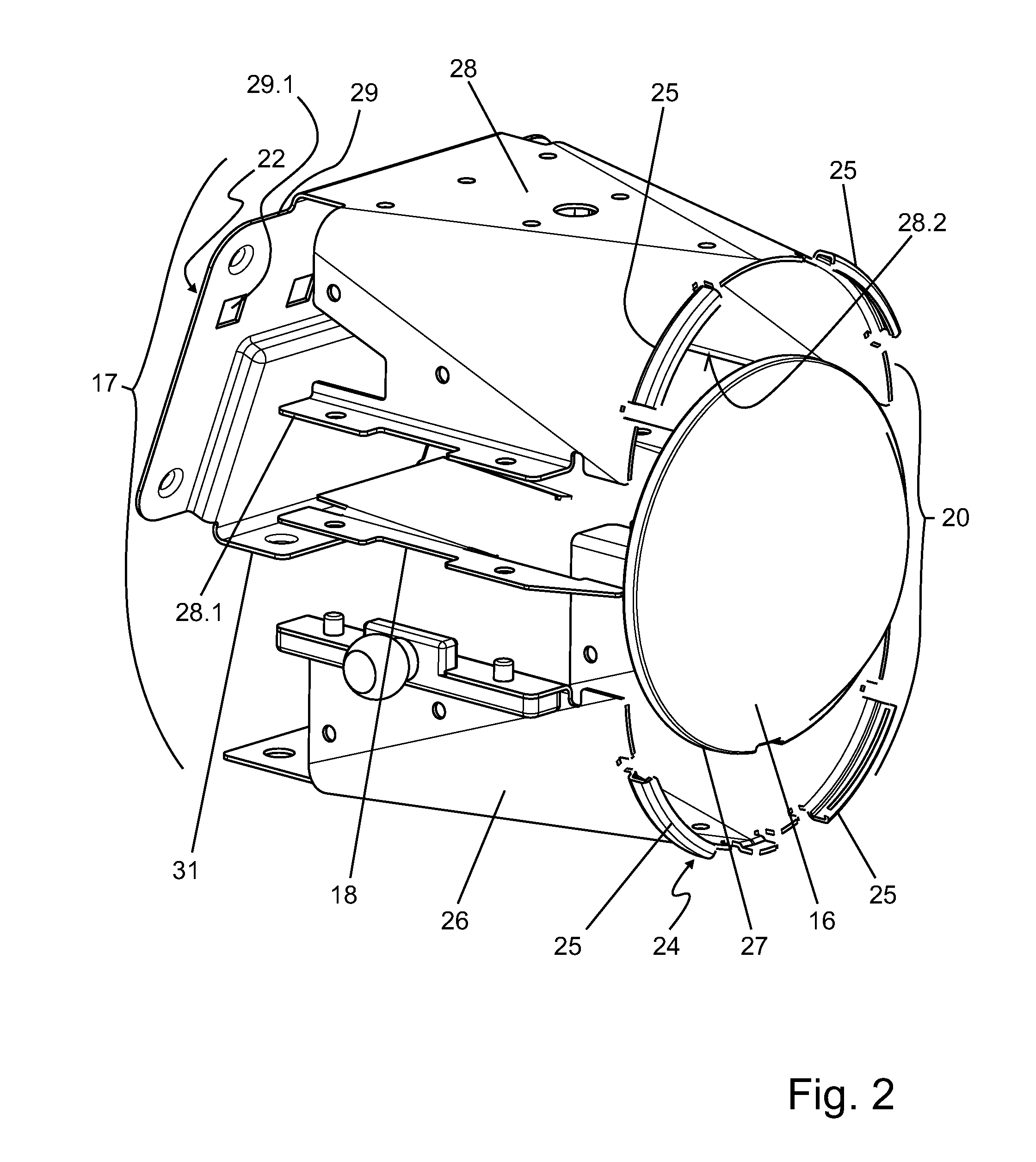 Projection light module for a motor vehicle headlamp having a central lens mount