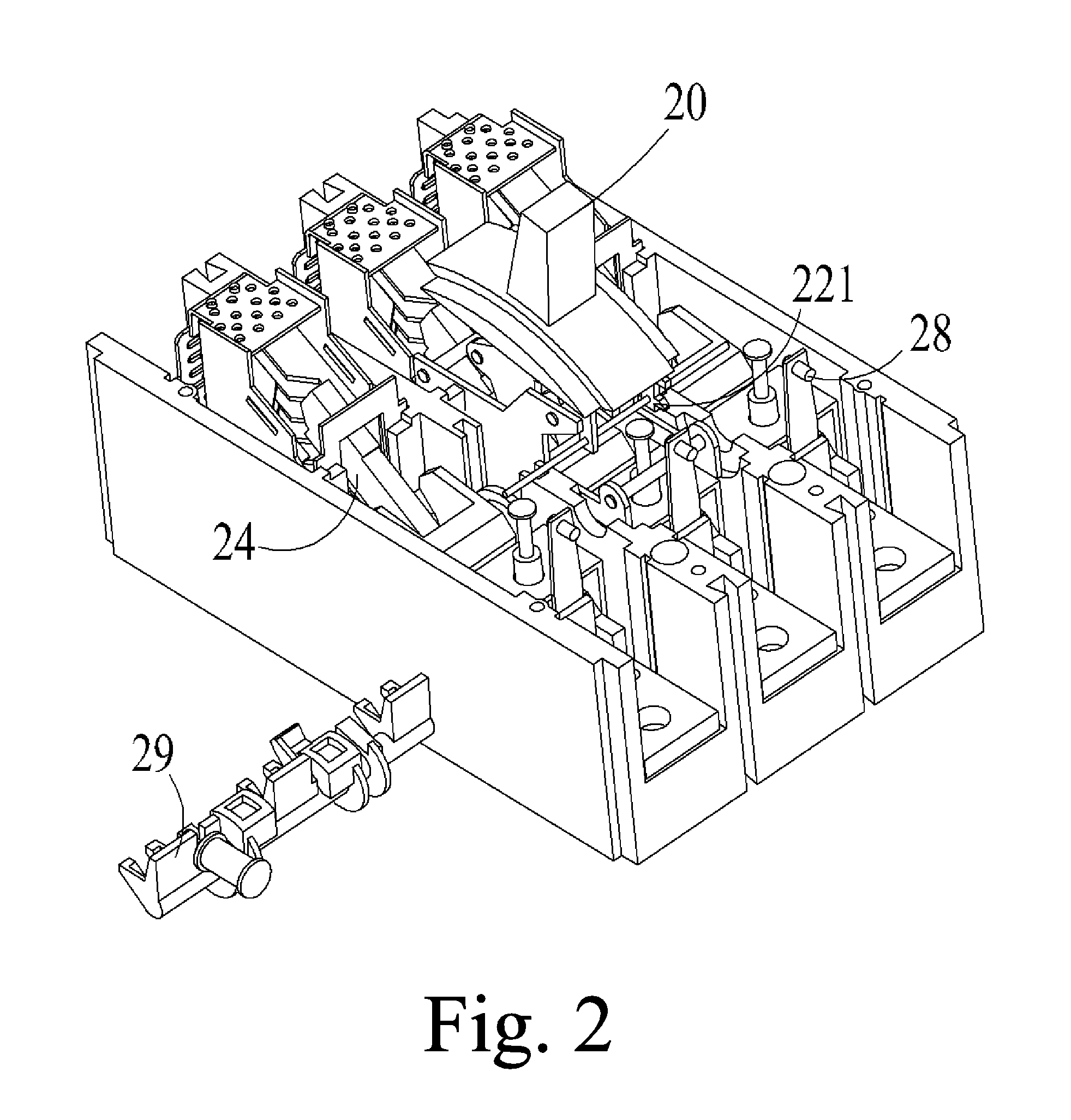 Plastic-shell-encased circuit breaker having automatic locking function