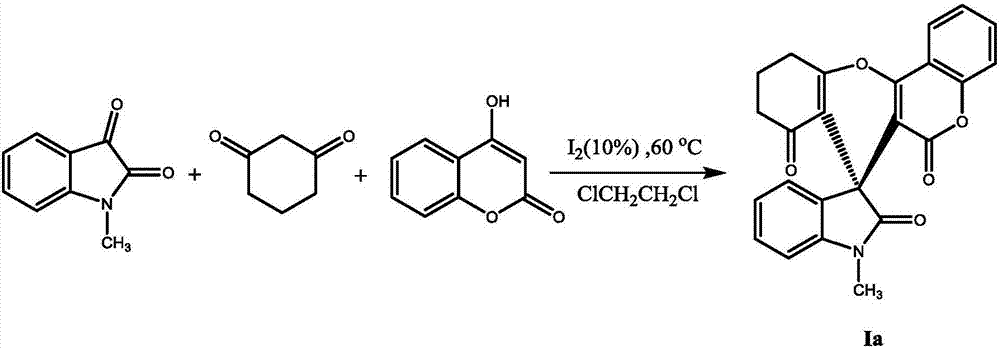 Method for preparing indolyl spirocyclic compound through iodine catalyzed multi-component reaction