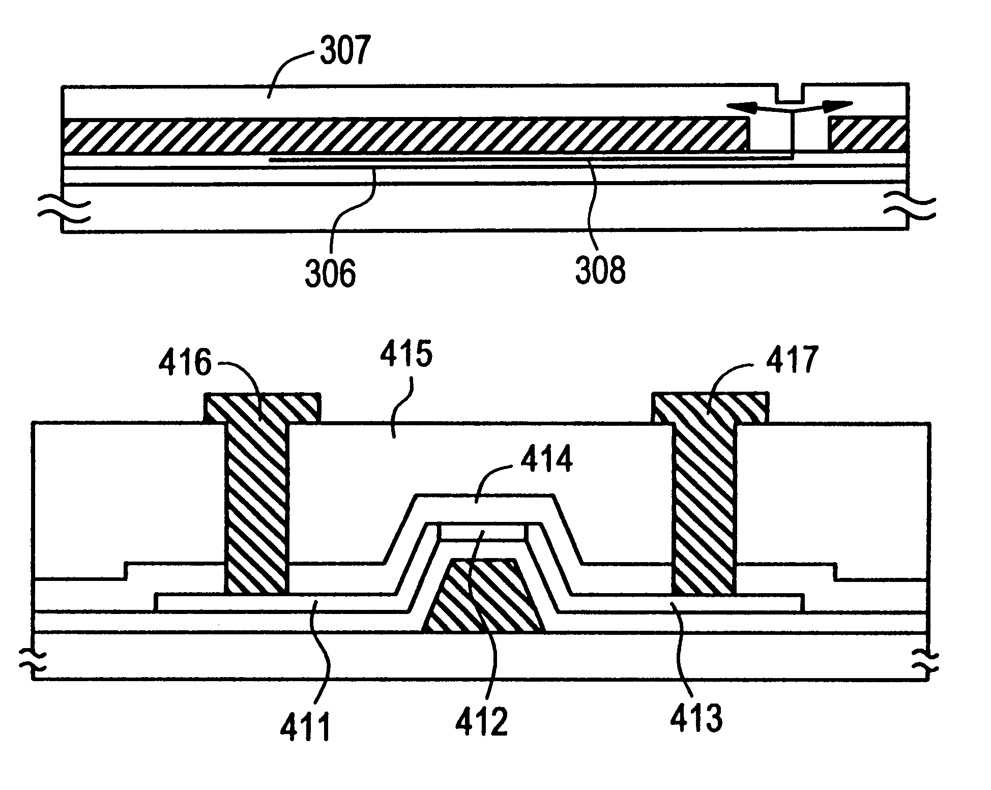 Method of forming a TFT by adding a metal to a silicon film promoting crystallization, forming a mask, forming another silicon layer with group XV elements, and gettering the metal through opening in the mask