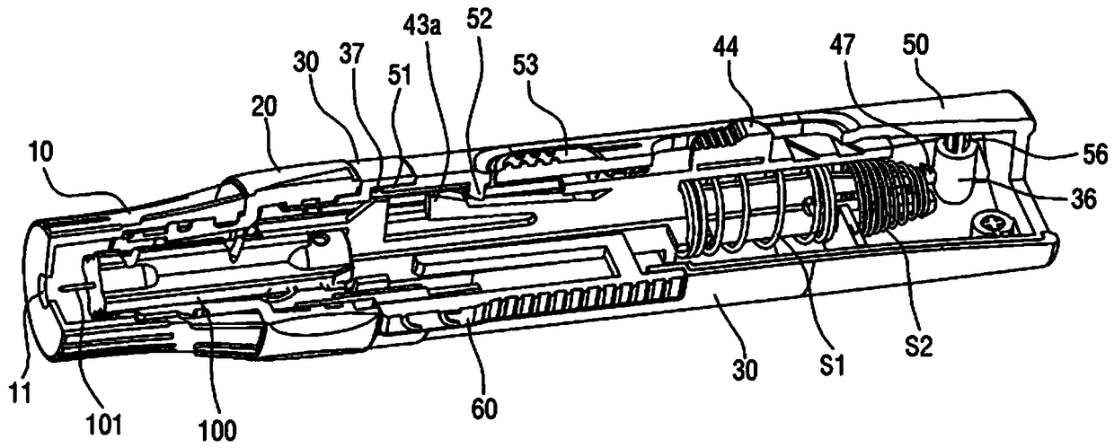 Blood collecting device capable of being used by one hand