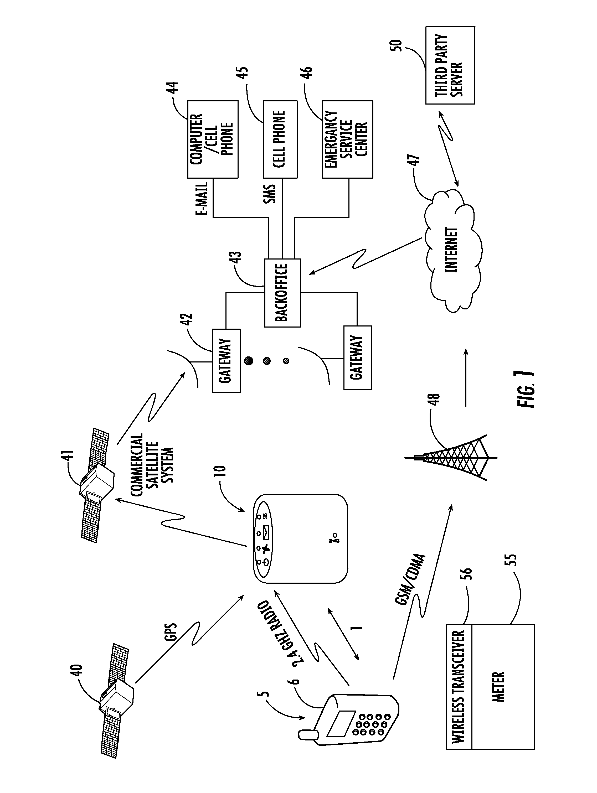 Method and apparatus for transmitting message from short-range wireless device over a satellite network