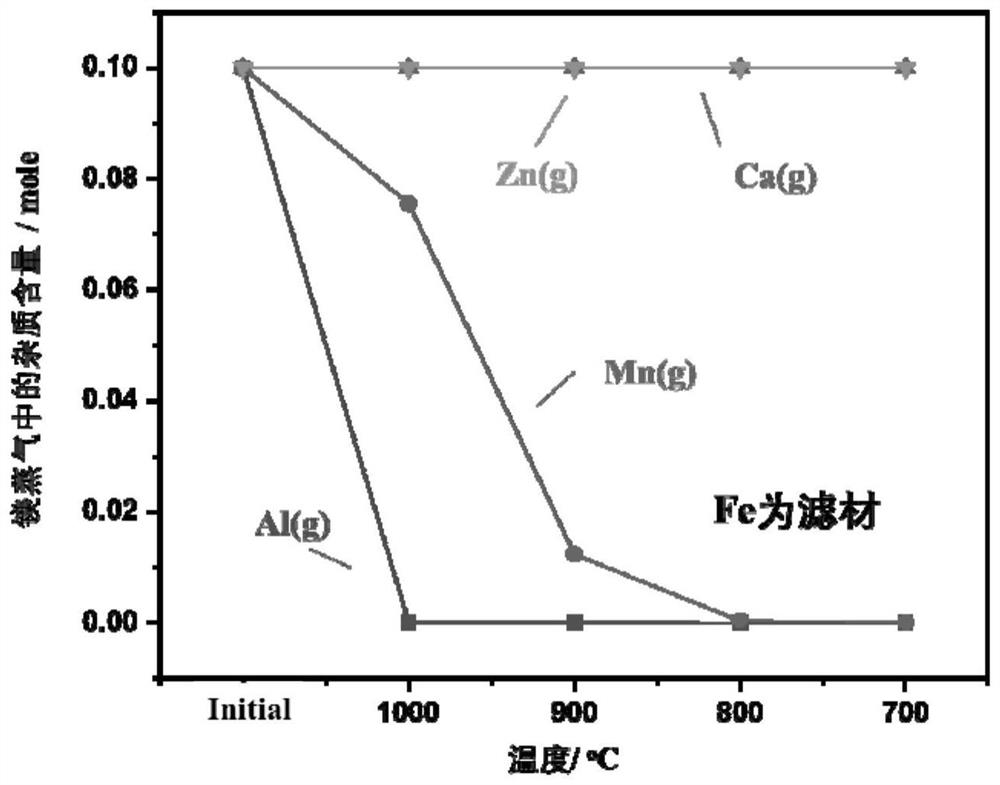 Application of pure iron filter material in gas phase magnesium purification and its production system
