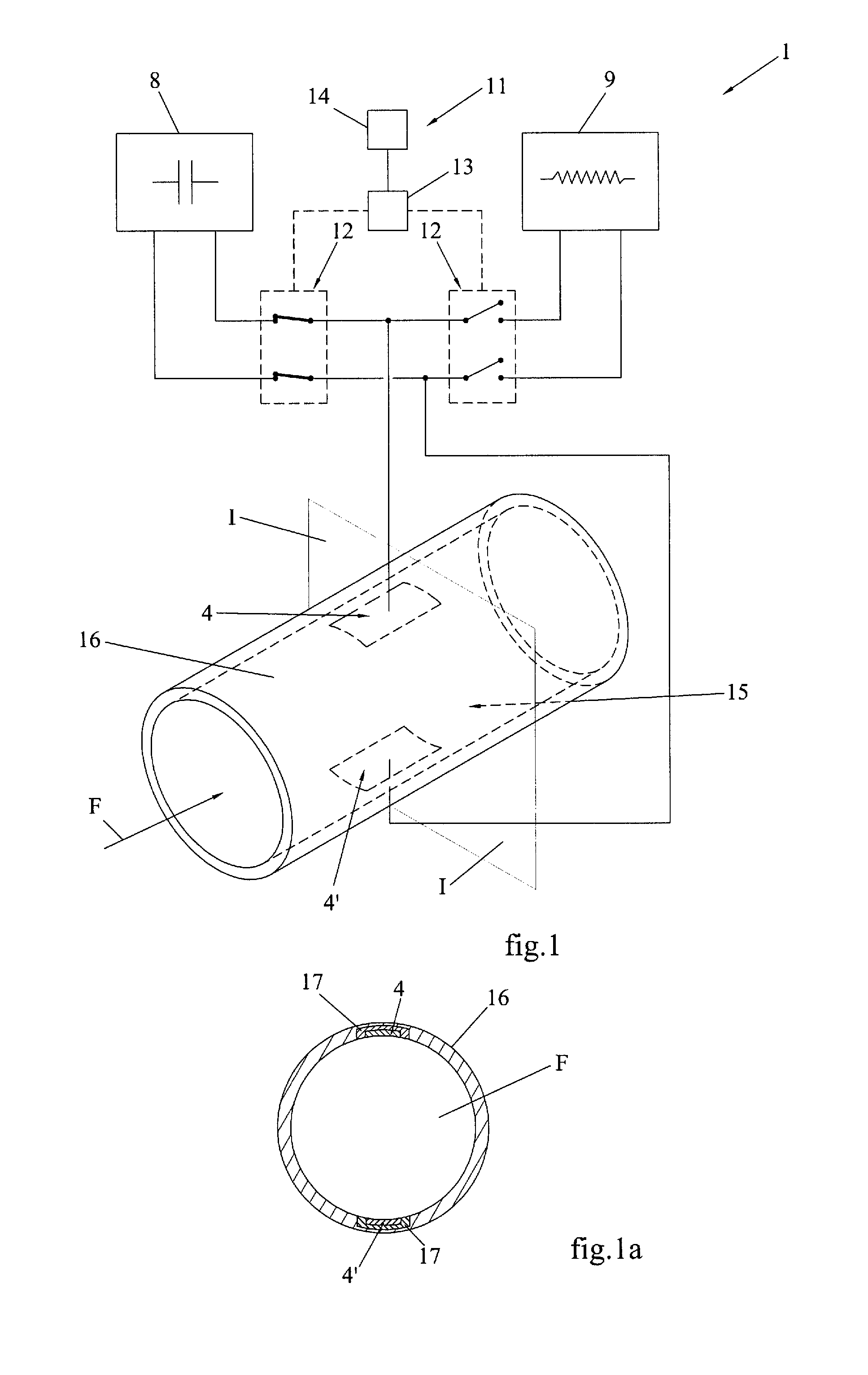Device for the measurement of electrical properties of fluids and method for measuring said electrical properties