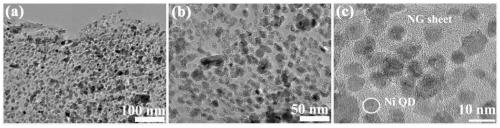 A kind of double carbon coupled transition metal nickel-based quantum dot electrocatalyst and preparation method thereof