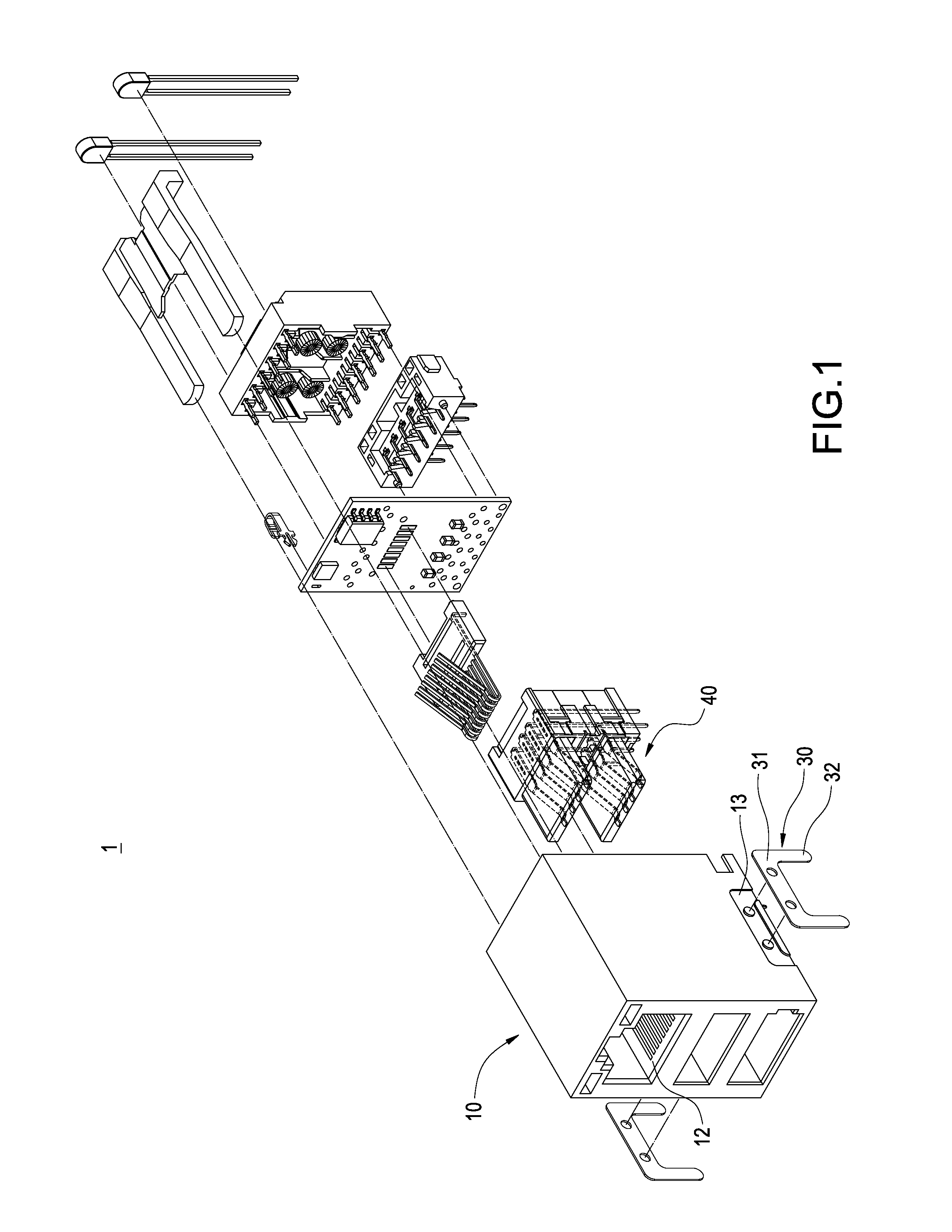 Connector with thin film shielding structure