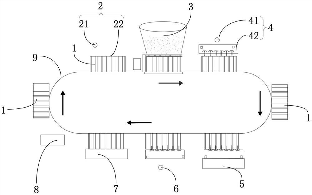 Oxygen sensor core automatic powder filling auxiliary device