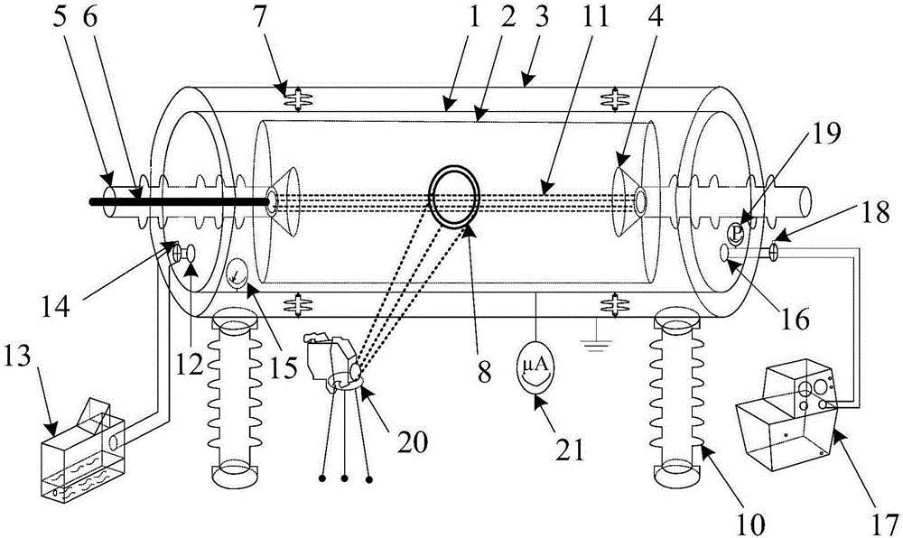 Simulation test device for bundled conductor corona discharge in laboratory