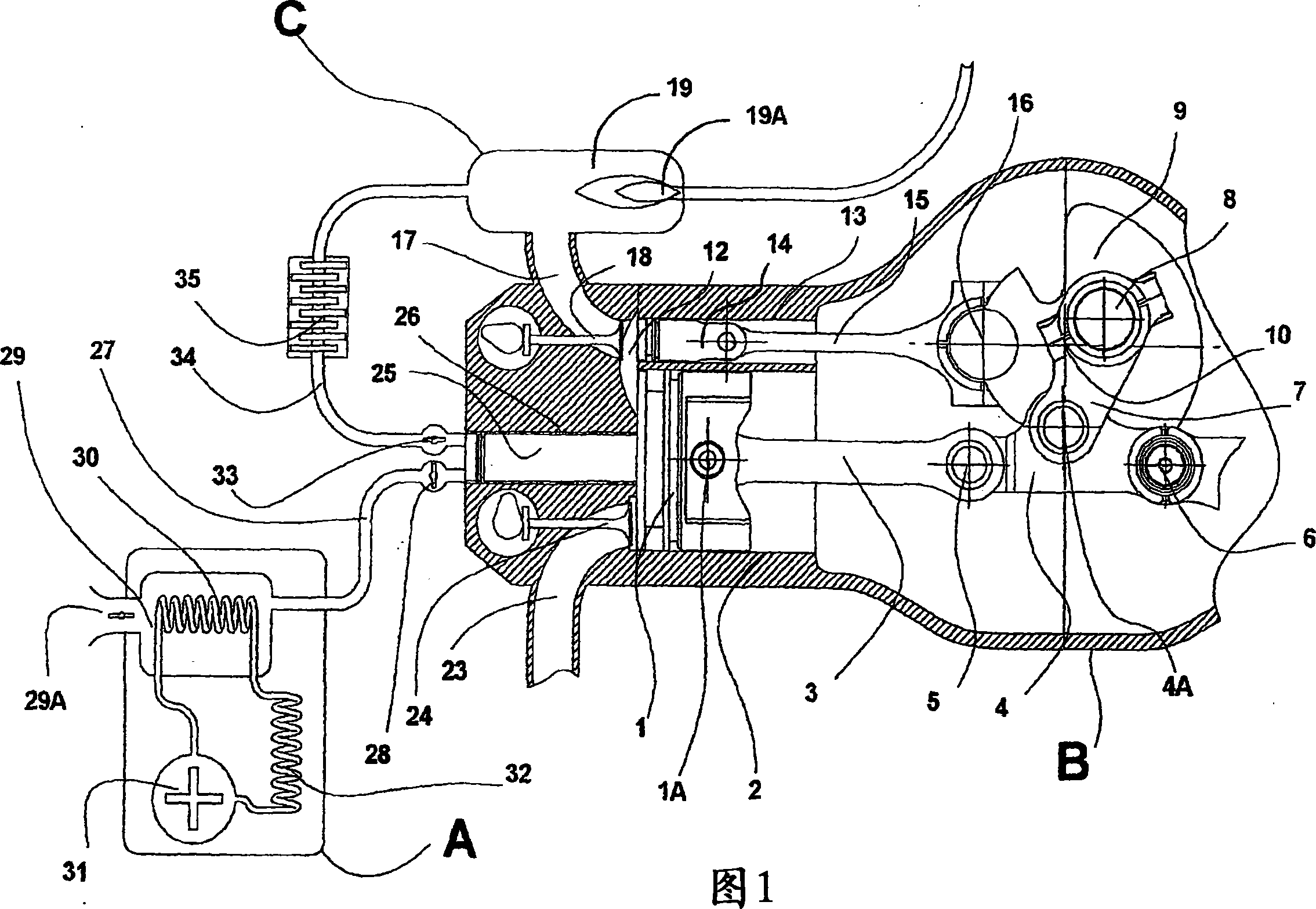Low-temperature motor compressor unit with continuous 'cold' combustion at constant pressure and with active chamber