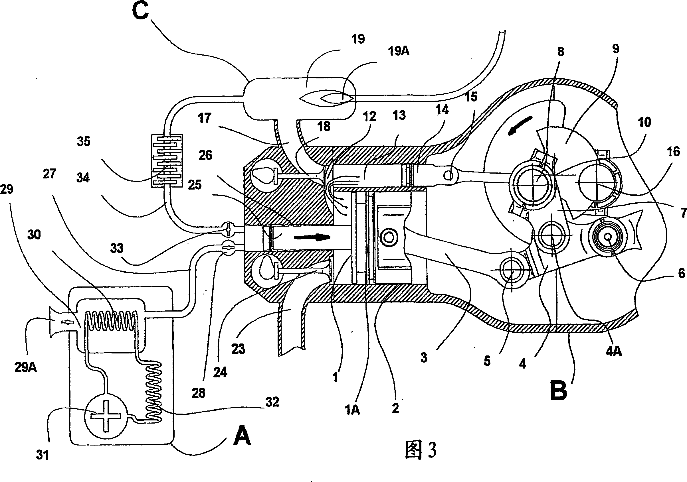 Low-temperature motor compressor unit with continuous 'cold' combustion at constant pressure and with active chamber