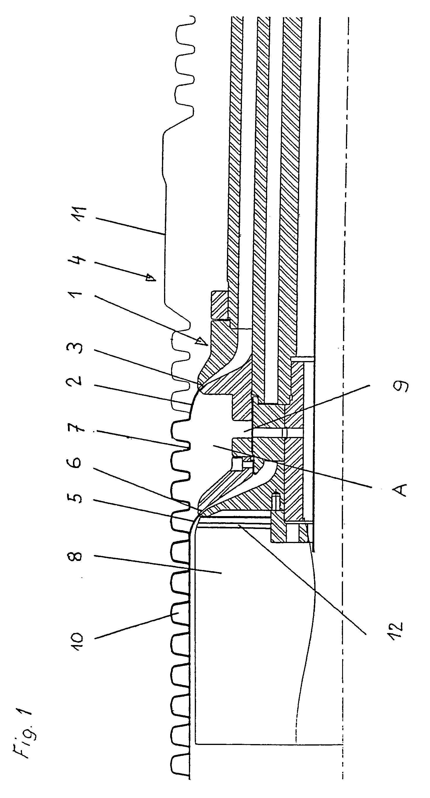 Device for manufacturing a double-walled thermoplastic pipe with a connecting sleeve