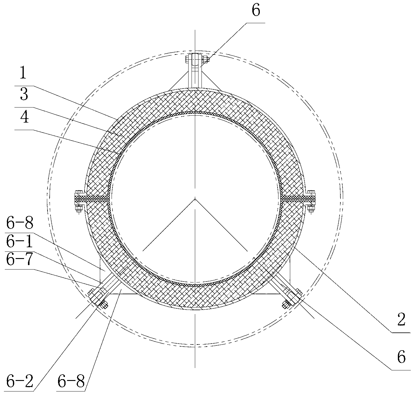 Thermal-insulation guide support for large-caliber directly-buried tube