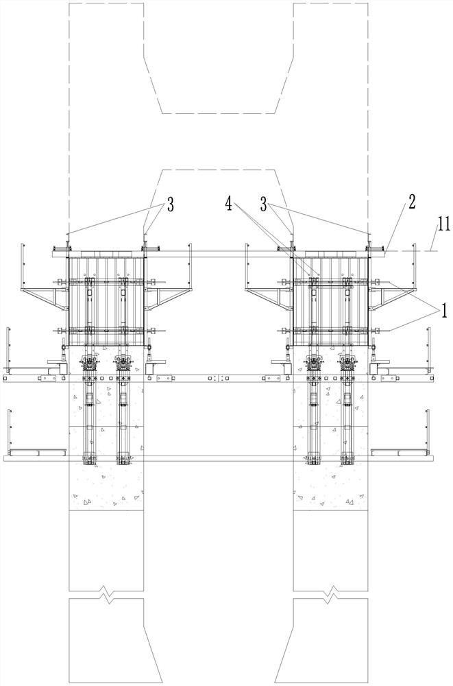 Bracket-free construction method for double-limb thin-wall high-pier tie beam