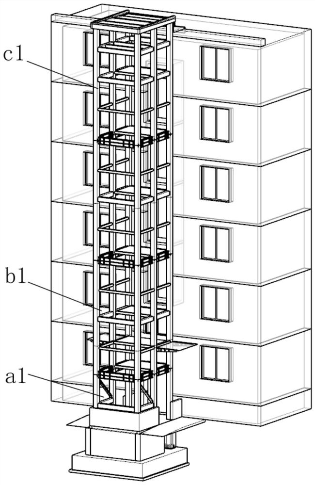 Steel structure frame and modularized additionally-installed elevator