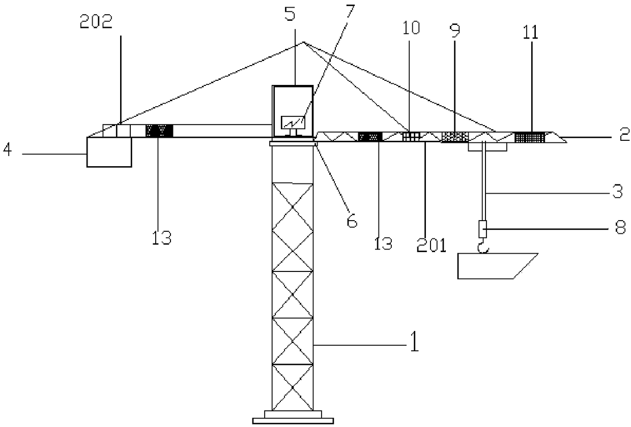 Intelligent obstacle avoidance tower crane capable of dynamically changing balance weight