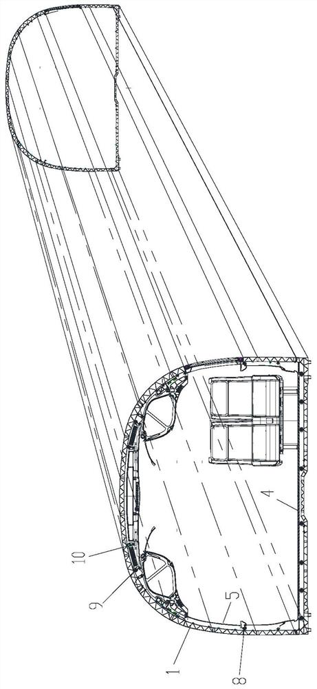A full floating car structure and rail vehicle