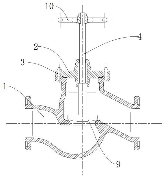 Low-flow-resistance flange cast steel straight-through stop valve