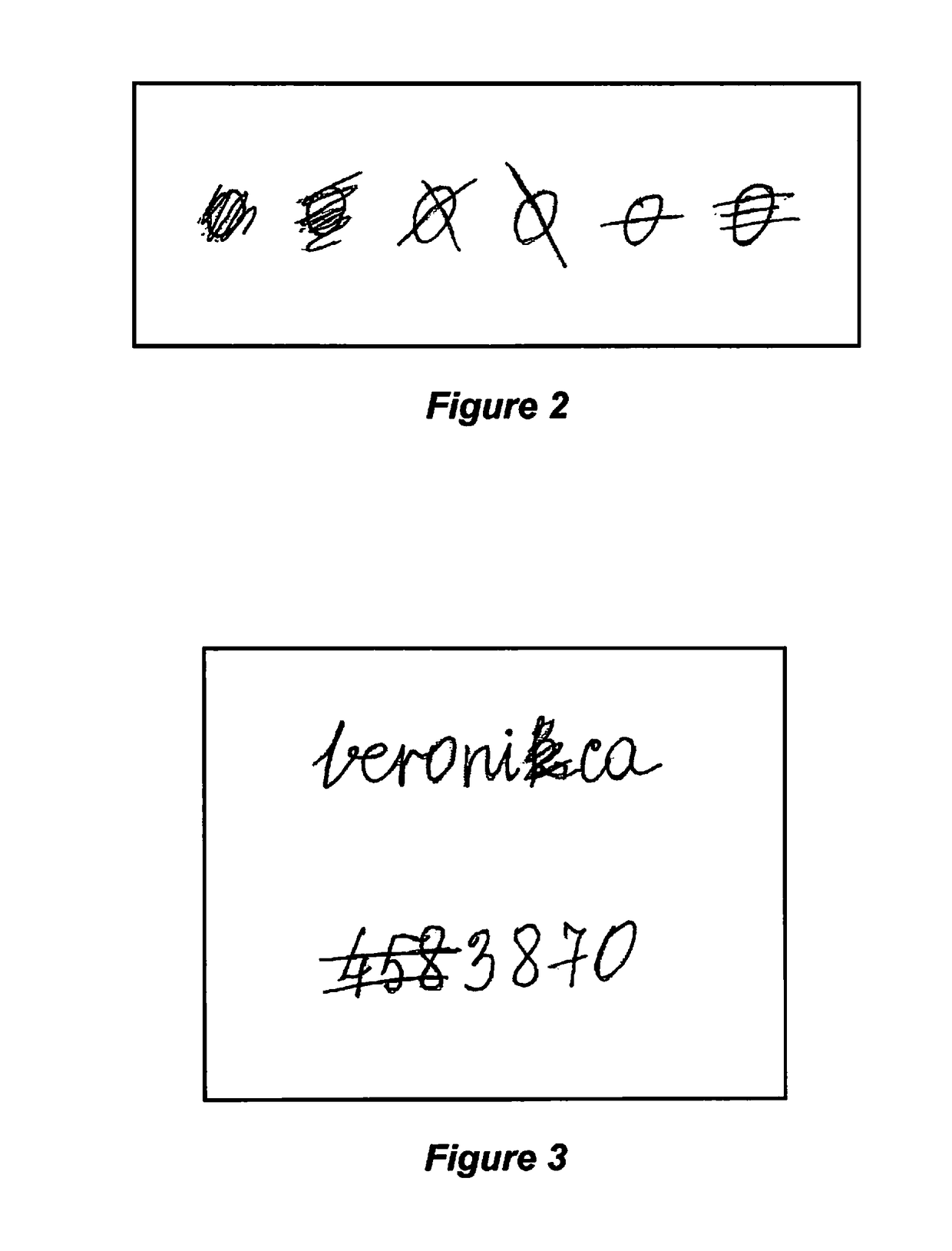 Method of stricken-out character recognition in handwritten text