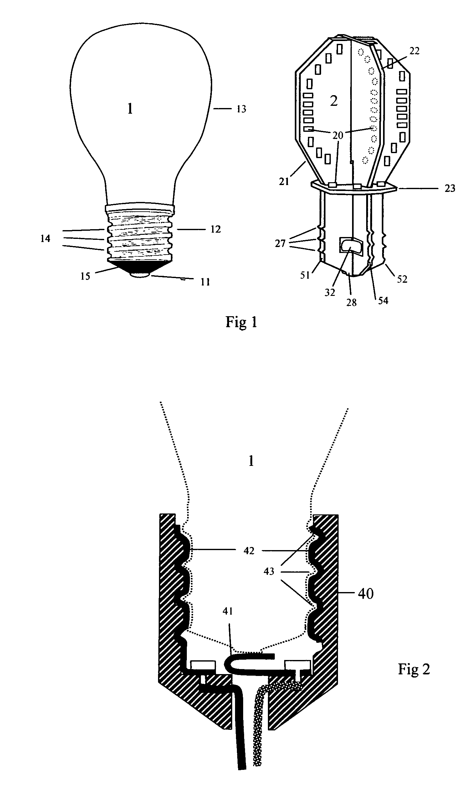 Light bulb with light emitting elements for use in conventional incandescent light bulb sockets