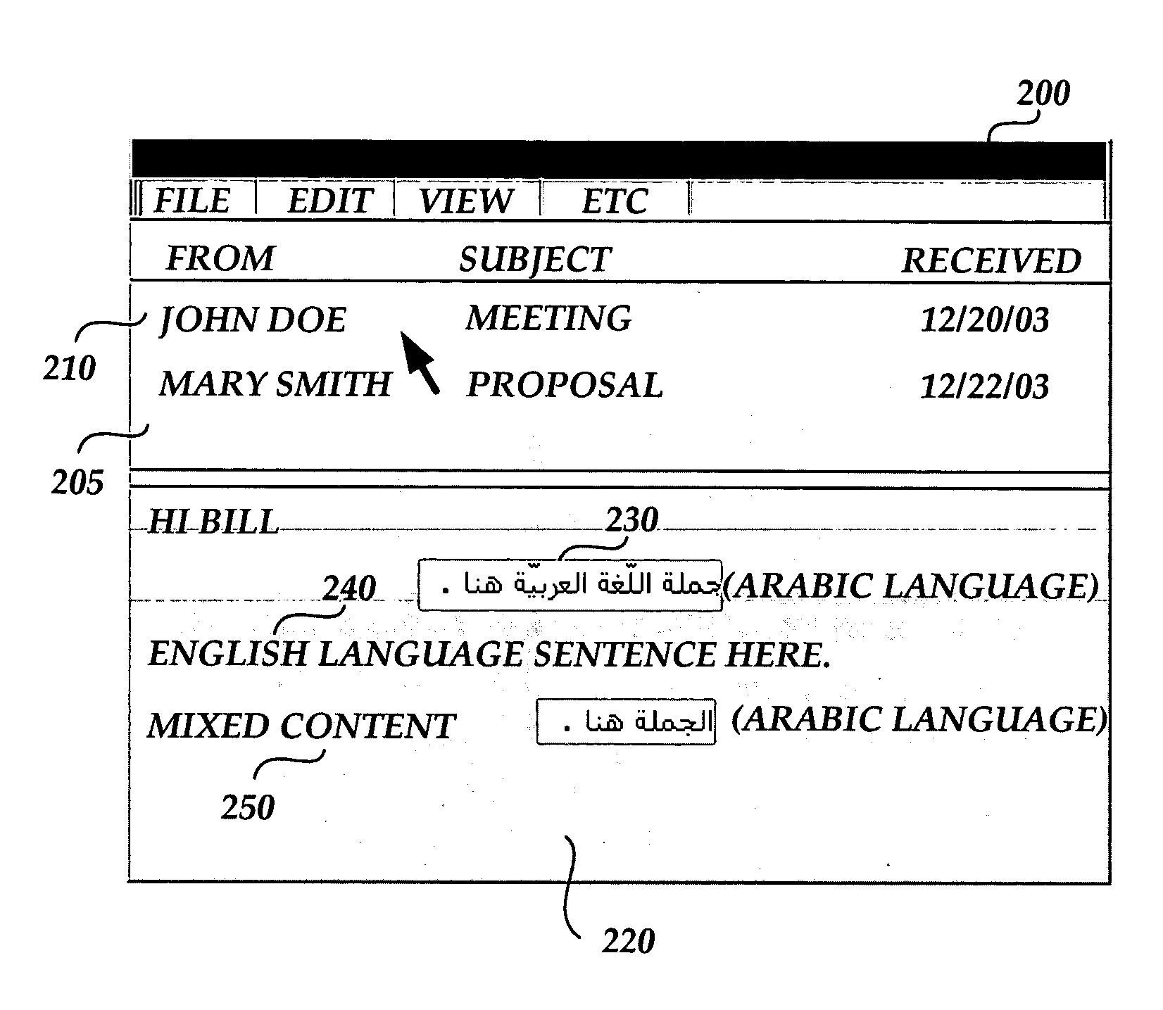 Display of text in a multi-lingual environment