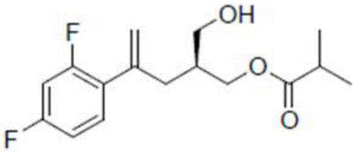 A method of synthesizing 2-methylpropionic acid-[(2s)-4-(2,4-difluorophenyl)-2-hydroxymethyl-4-penten-1-yl] ester
