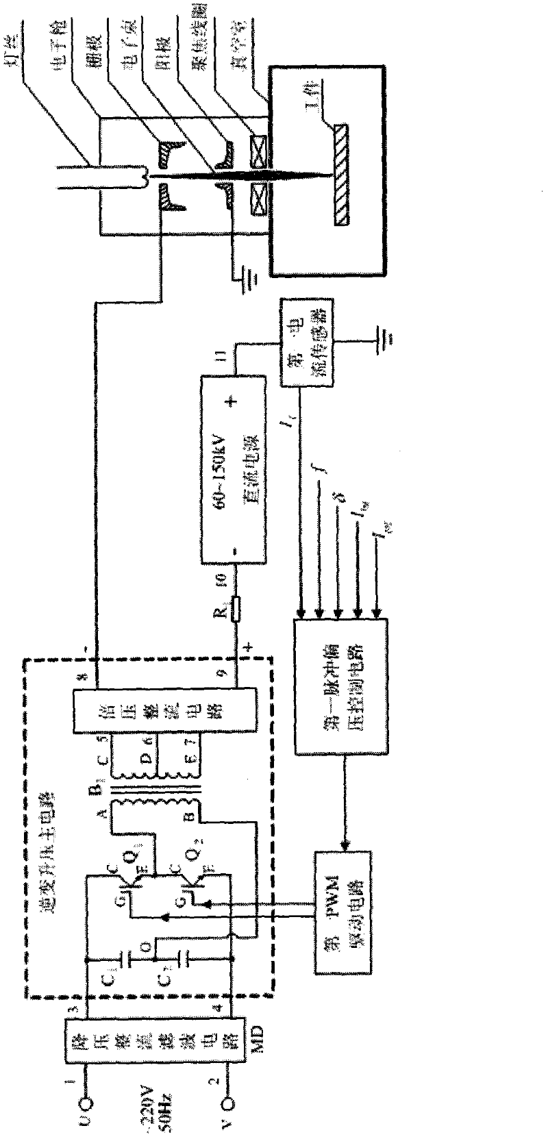 Bias power supply device for supersonic-frequency pulsed electron beam welding