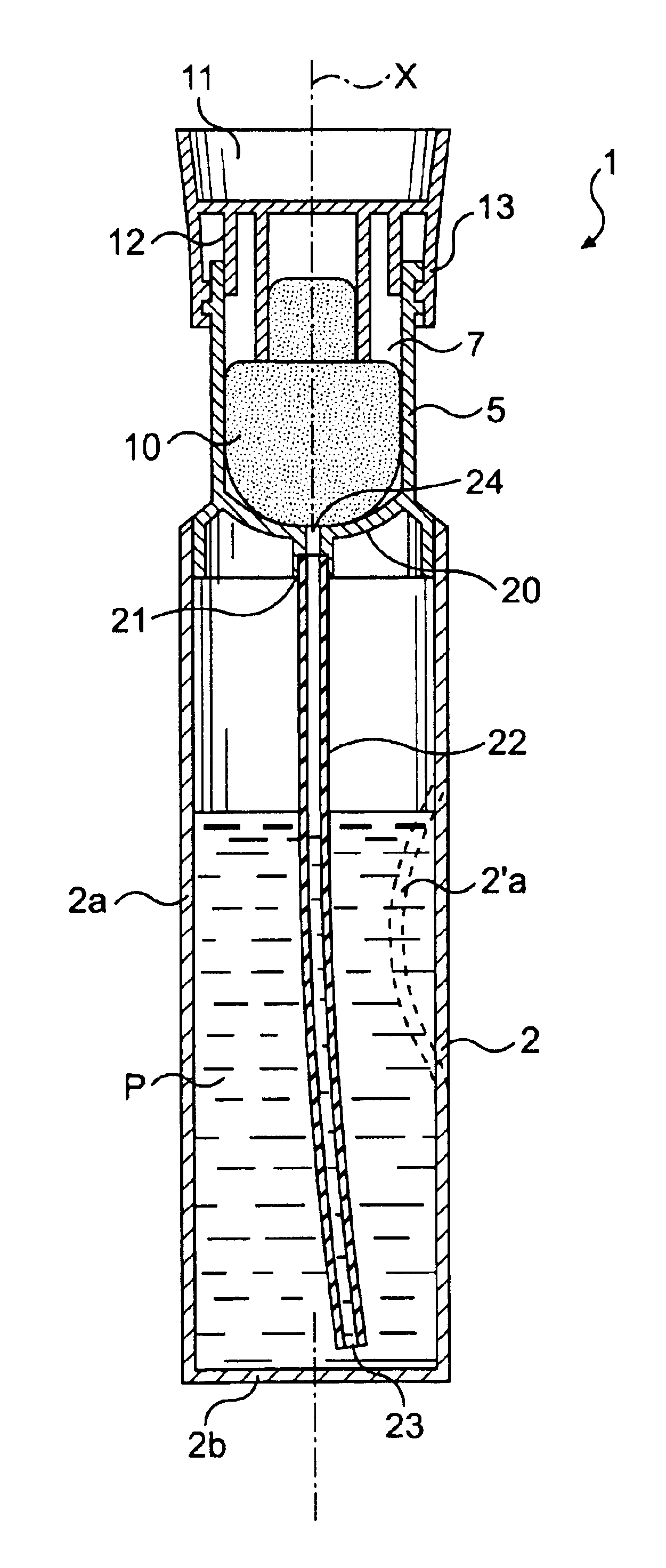 Product application device including a dip tube