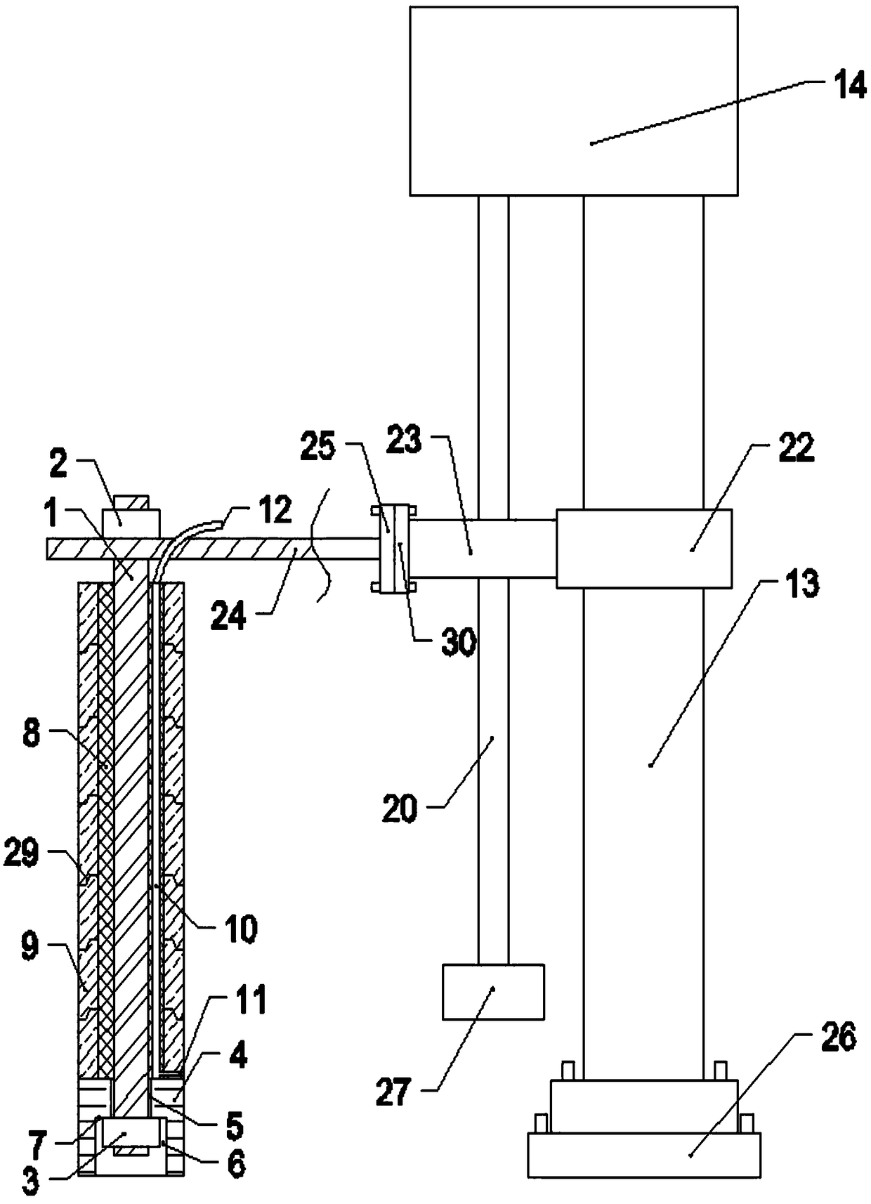 Automatic gas blowing rod for liquid bottom deflective blowing