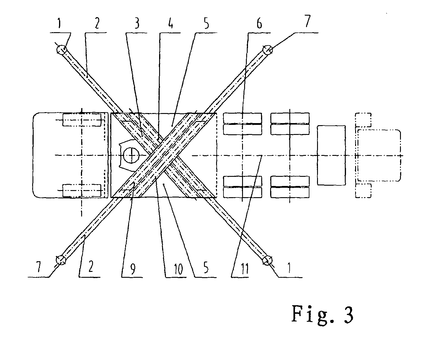 Support device for walking machines