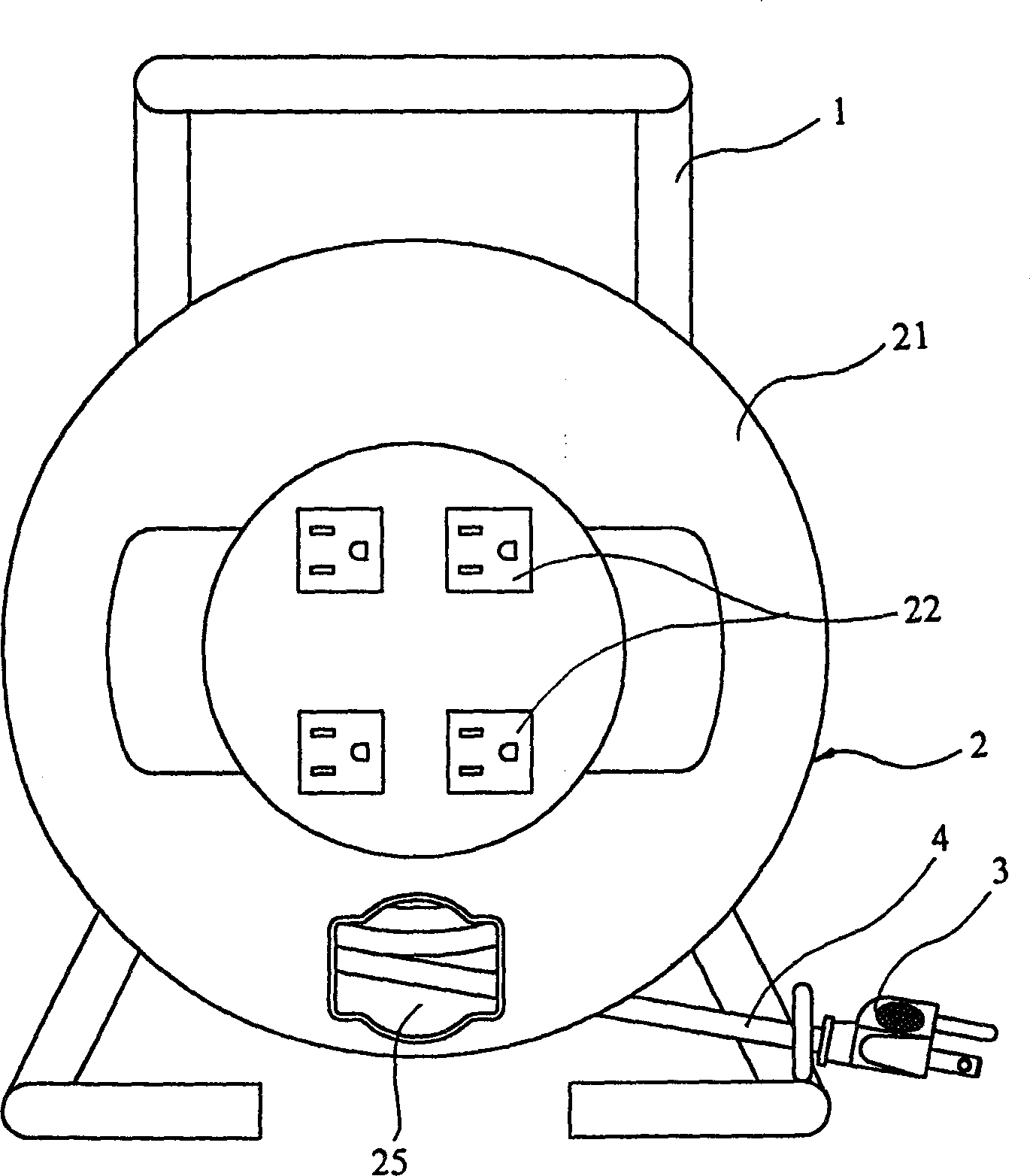 Electric outlet with coiling disc