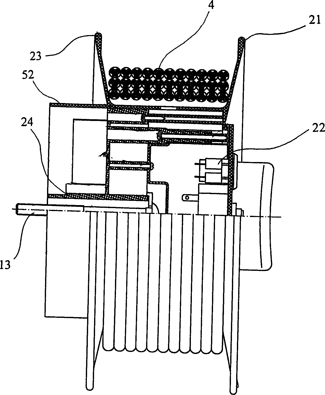 Electric outlet with coiling disc