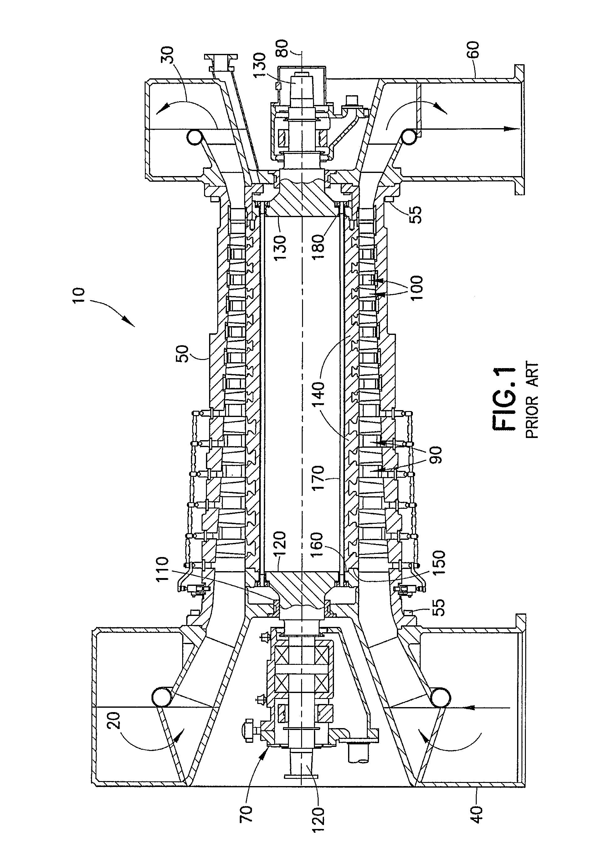 Assembly and method of attaching stub shaft to drum of axial compressor rotor shaft