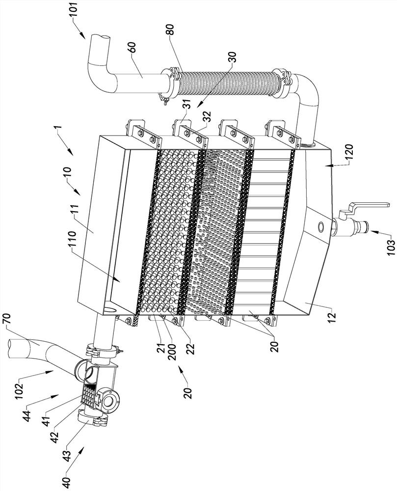 Tail gas filtering device and coating equipment