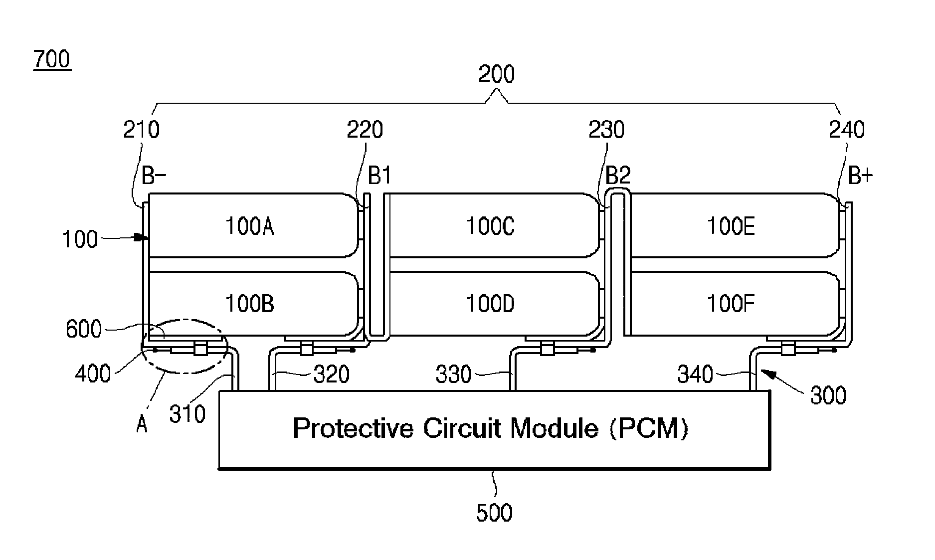 Battery pack having conductive line holders