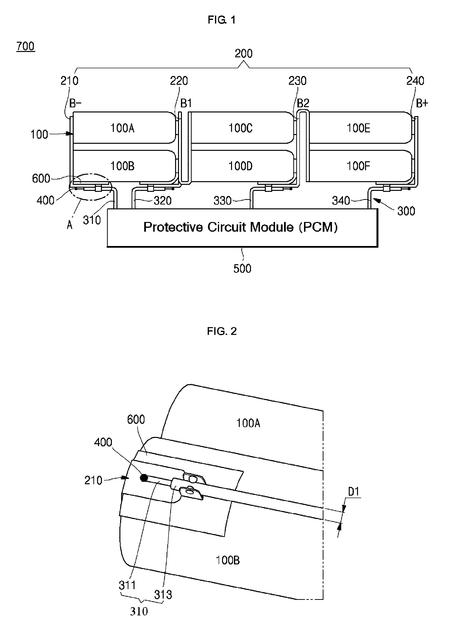 Battery pack having conductive line holders