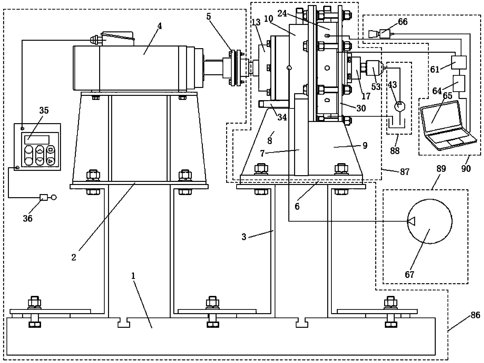 Bearing chamber oil and gas two-phase flow and heat exchange testing device