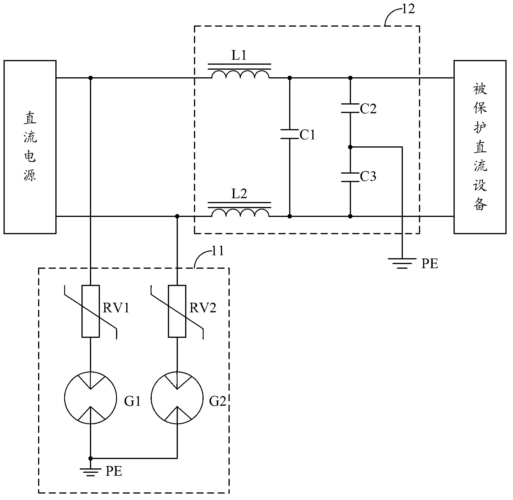 Lightning protection circuit of direct-current system