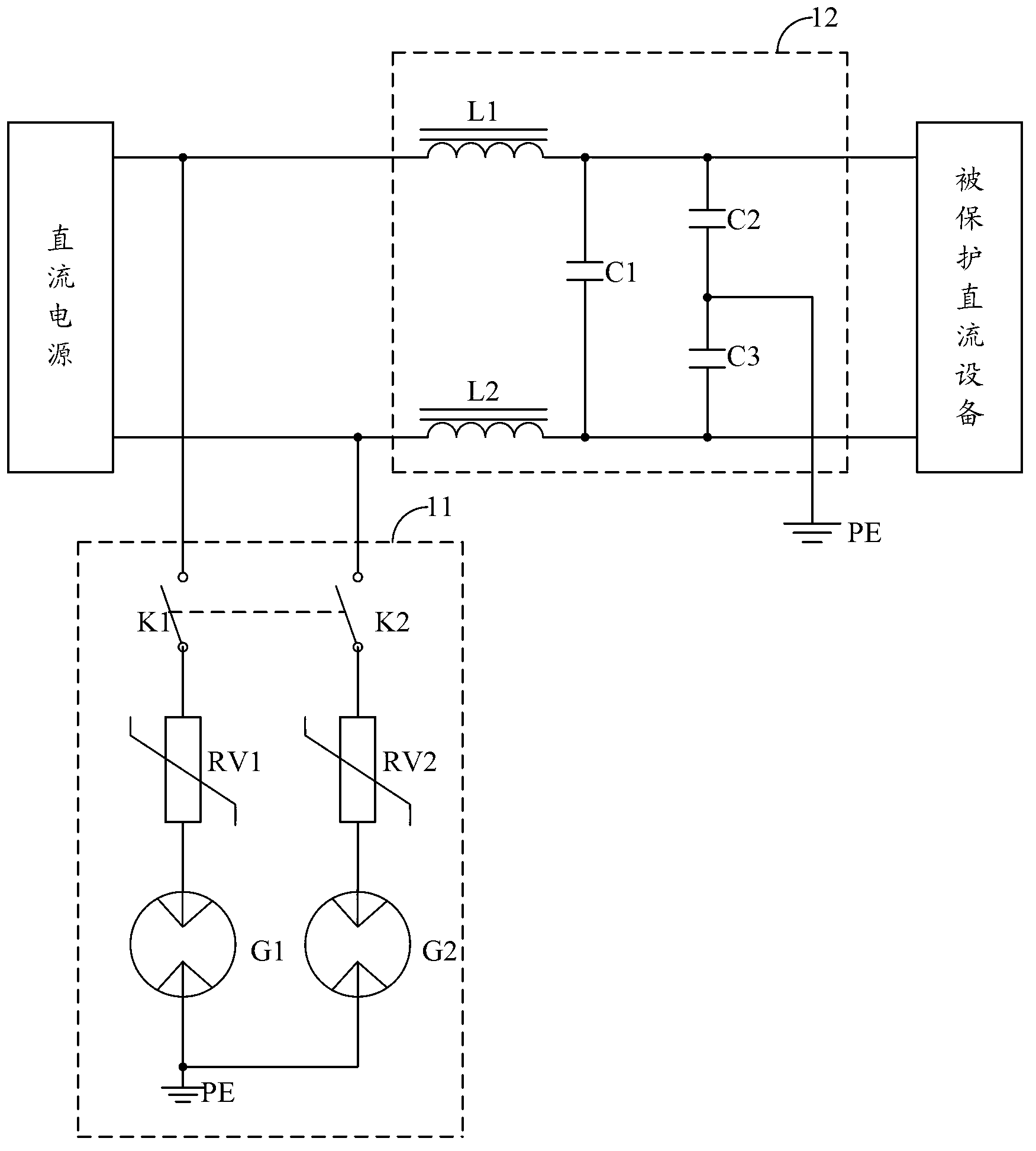 Lightning protection circuit of direct-current system