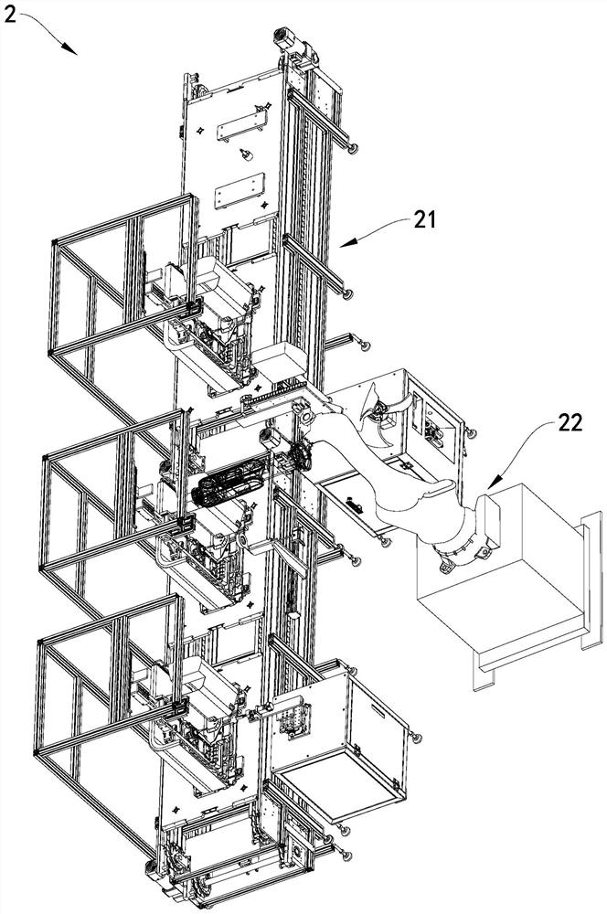 Air conditioner outdoor unit assembling production line and axial flow fan blade grabbing device thereof