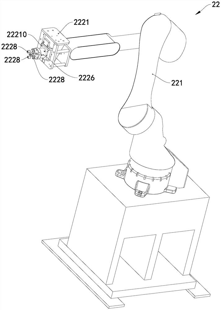 Air conditioner outdoor unit assembling production line and axial flow fan blade grabbing device thereof