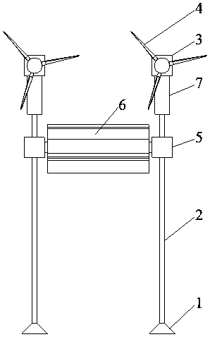 Wind power/marine energy complementary power generation and wave eliminating device