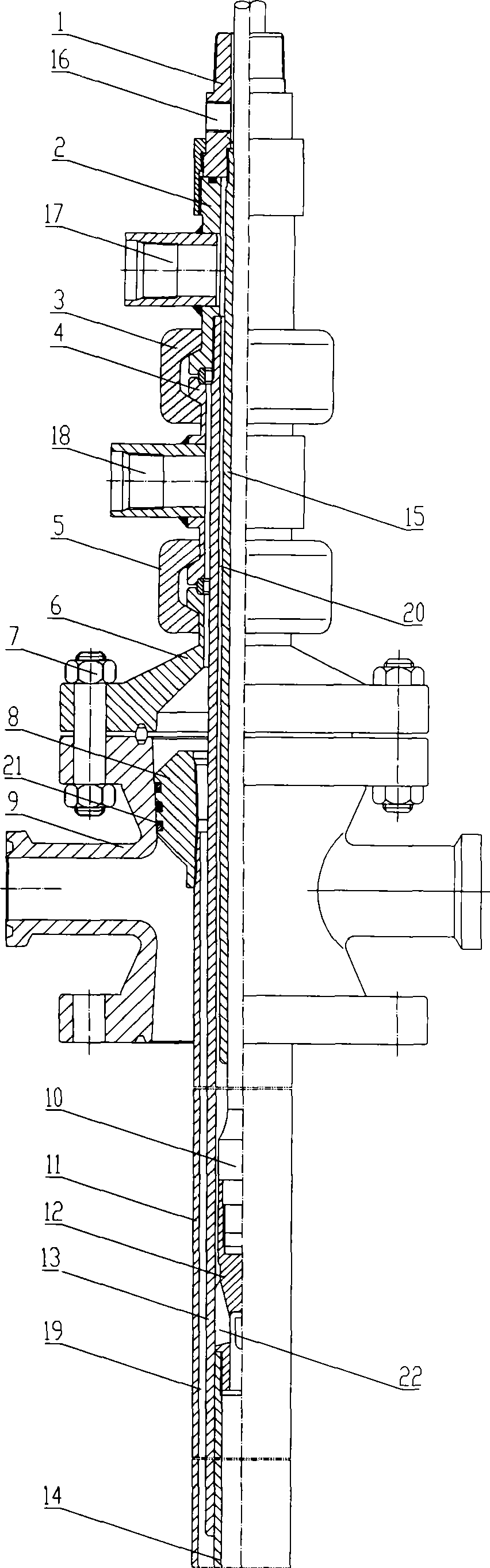 Hollow stem water-mixed wellhead device