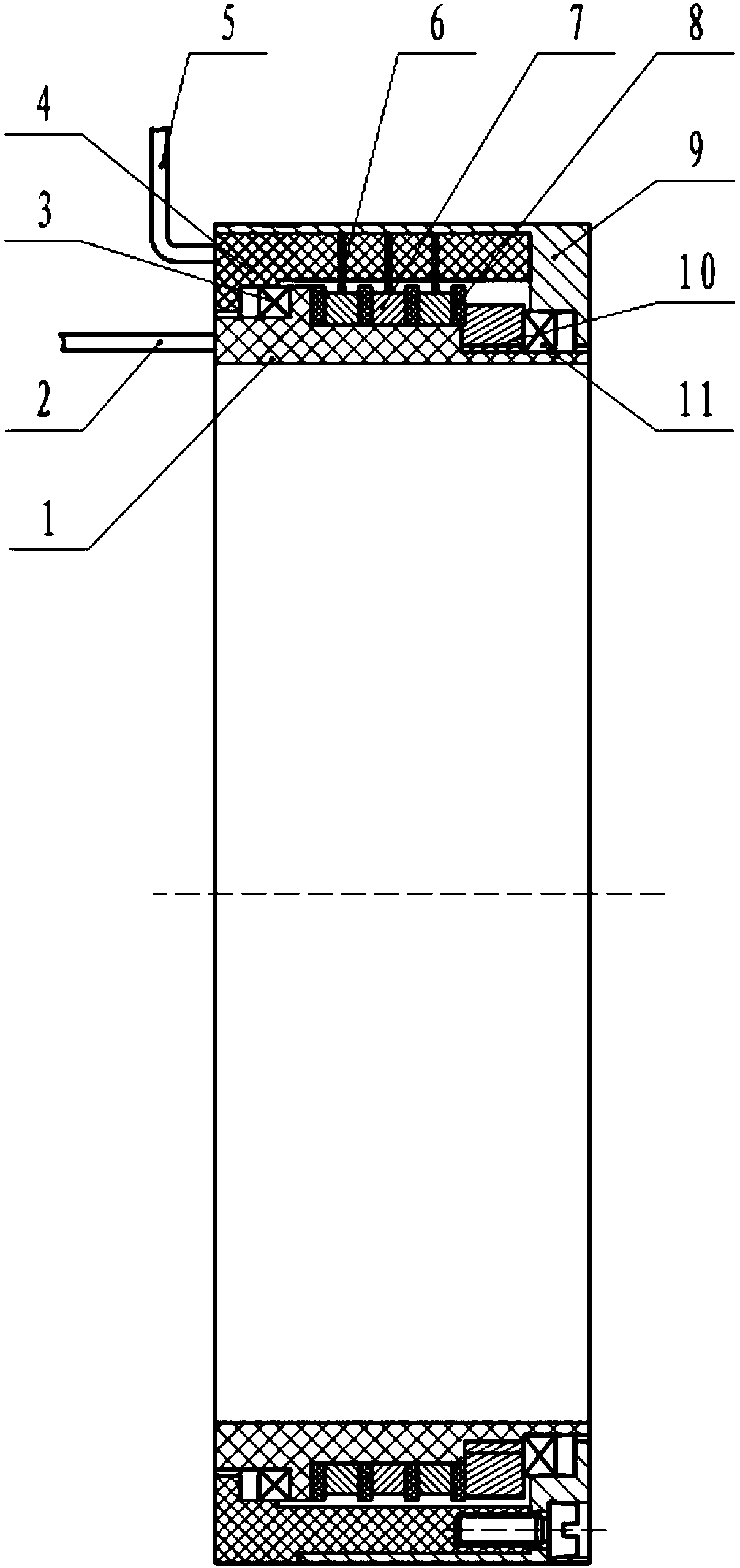 A conductive slip ring with two contact functions of rotation and slip ring at the same time