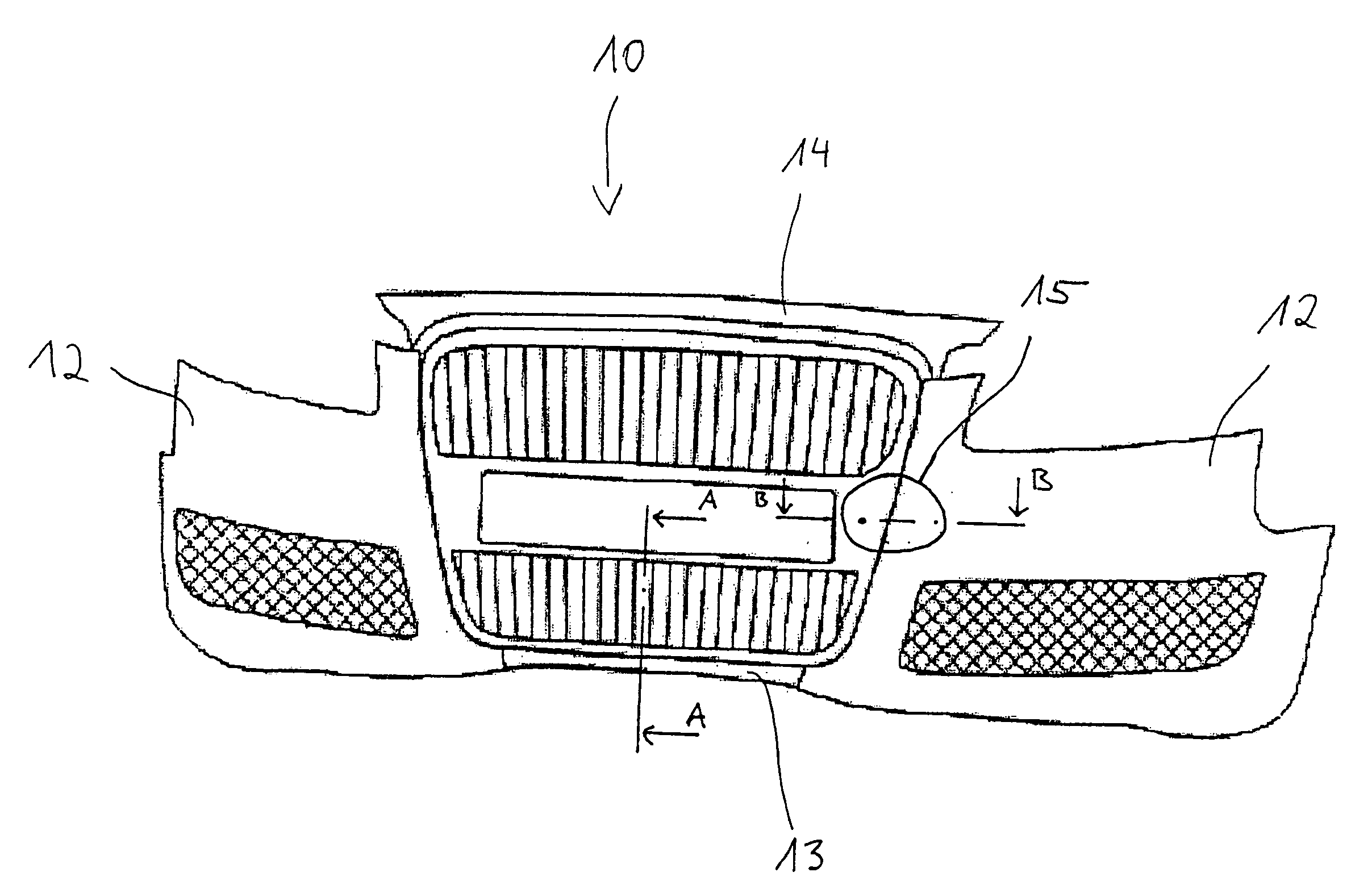 Front bumper cover and radiator grille