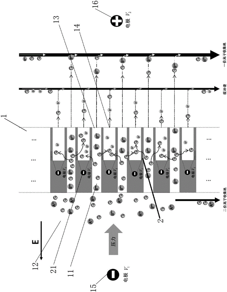 Device and method for separating isotropic ions different in valence