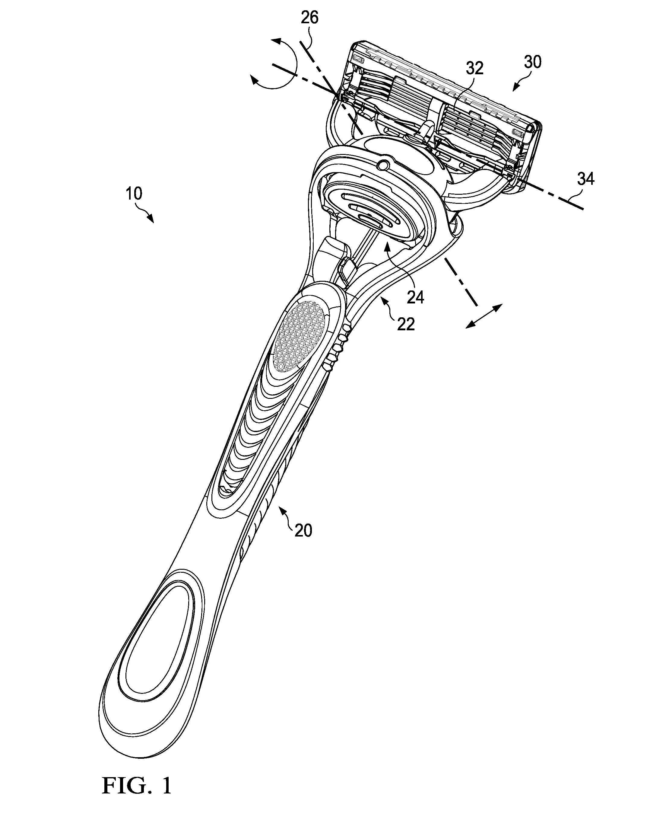 Razor handle with a rotatable portion